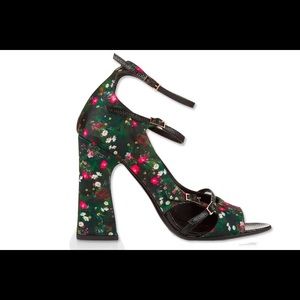 Unique silk floral strappy heels